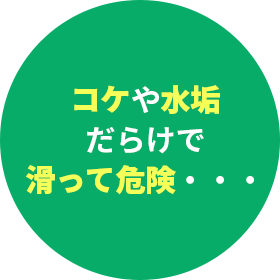 コケや水垢だらけで滑って危険・・・